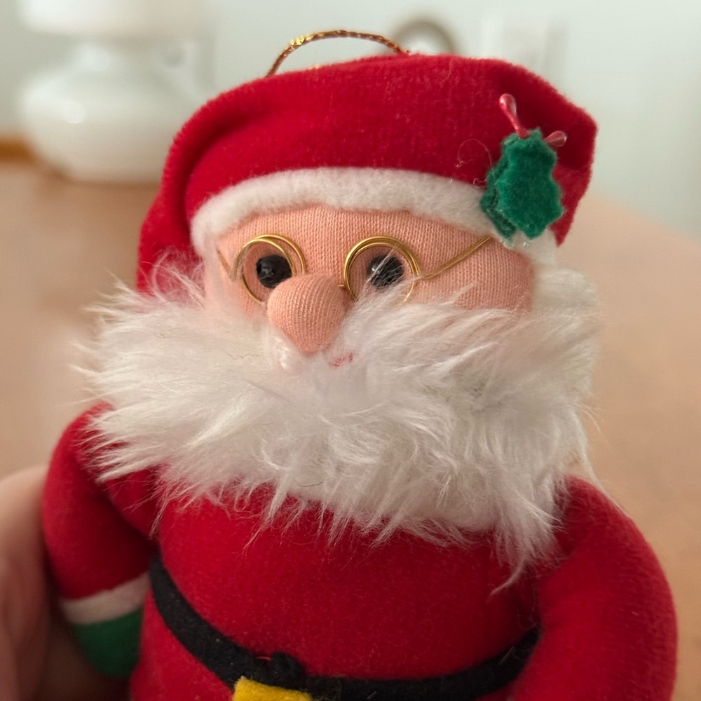Vintage Avon Santa Claus Stuffed Animal Plushie Christmas Tree Ornament
